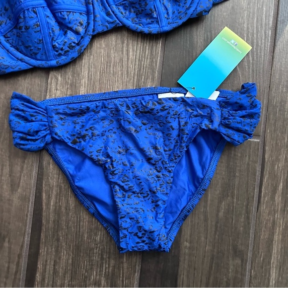 NWT LUXE by Lisa Vogel Blue Animal Print Bikini Swimsuit Sz 6 - Picture 2 of 9